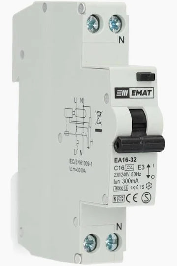 Aardlekautomaat 1P+N 16A C-karakteristiek 300 mA